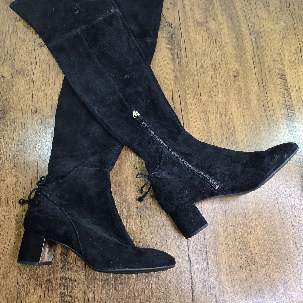 Tory Burch Laila Black Suede Otk Over The Knee Boots